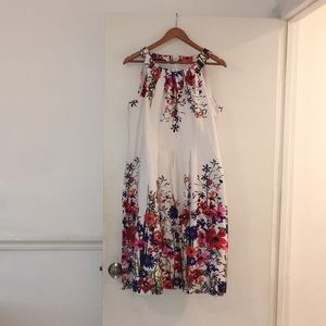 White floral knee length dress